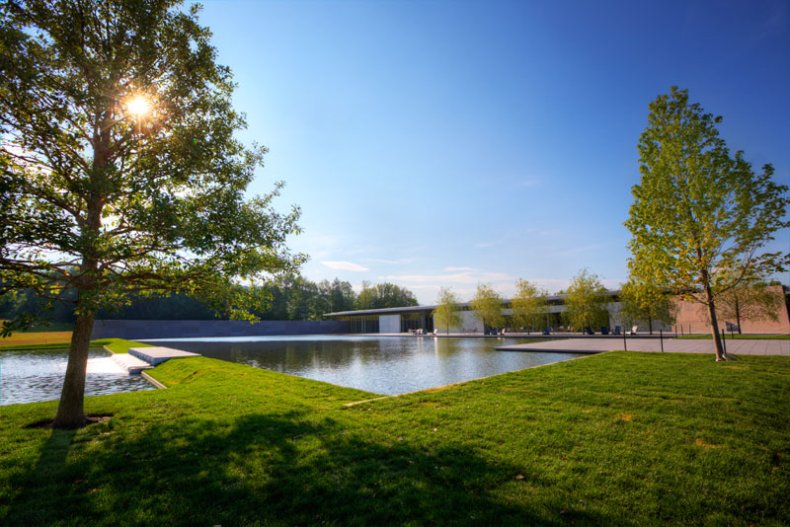 Clark Center and reflecting pool.