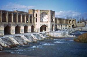 Khaju Bridge in Isfahan, Iran, constructed in c. 1650 for Shah Abbas II.