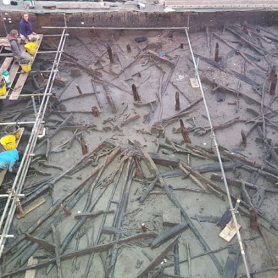 Bronze Age settlement at Must Farm. Photo: Cambridge Archaeological Unit