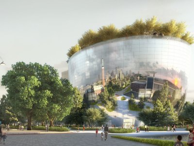 Artist's impression showing the exterior of the Public Art Depot, designed by MVRDV