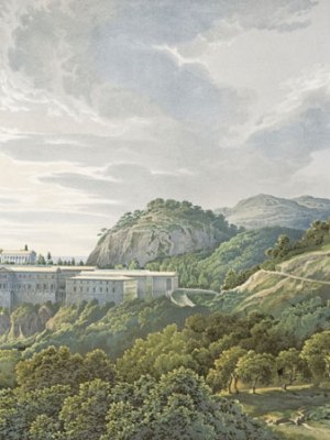 Perspective of the Palace Complex in its Landscape Setting, Viewed from Inland