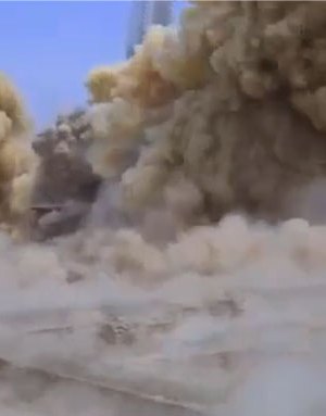 Screenshot from the video that purportedly shows ISIS militants destroying the Temple of Nabu in Iraq.