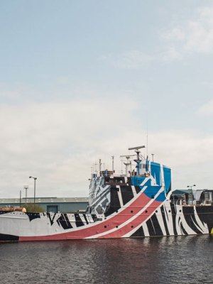 Dazzle Ship Scotland Every Woman (2016), Ciara Phillips. Photo: Ross Fraser McLean/ Studio RoRo