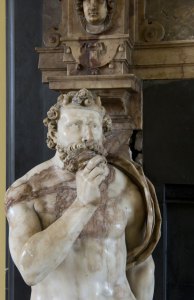 A detail of the 17th-century stone fireplace in the Saloon at Charlton House. Photo © Richard Holttum