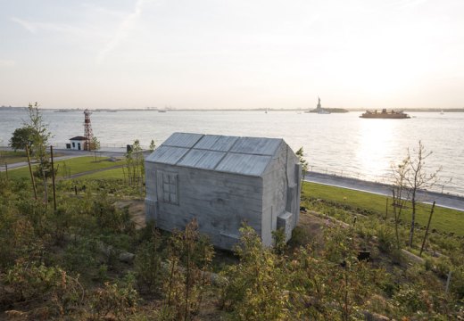 Cabin (2016), Rachel Whiteread, on Discovery Hill, Governors Island. Photo by Tim Schenck.