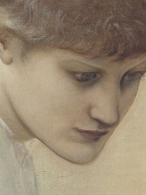 Head study of Dorothy Dene looking downwards, for ‘The Golden Stairs’, by Sir Edward Coley Burne-Jones © Christie’s Images Limited 2016 (detail)