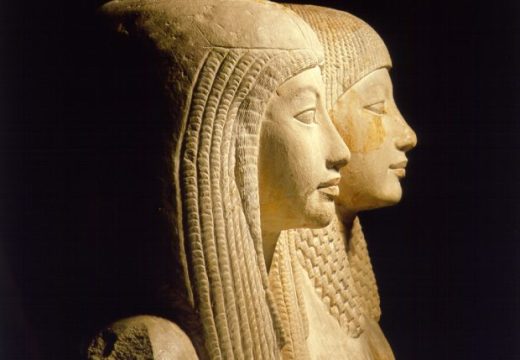 Statue of Maya and Merit, c. 1320 BC, Egyptian, Saqqara. Dutch National Museum of Antiquities