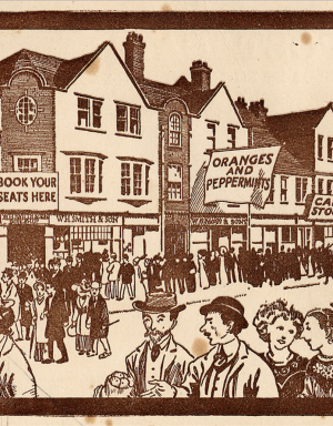 Postcard advertising the Garden City Pantomime, written by residents C.B. Purdom and Charles Lee, (c. 1910)