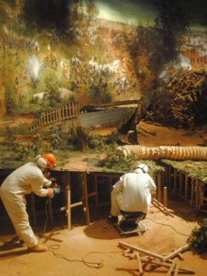 The surface of the diorama being removed from Grant Park for its transfer to the Atlanta History Center. Photo: © Atlanta History Center