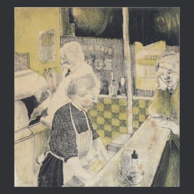 David Hockney's early lithograph, 'Fish and Chip Shop' (1954), goes on sale at Christie's in March.
