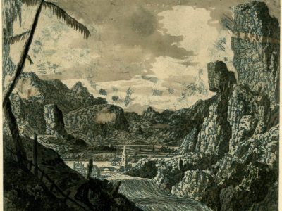 Landscape with a waterfall, second version, British Museum, London, courtesy the Trustees of the British Museum, London