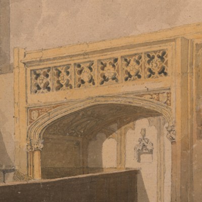 Norwich Cathedral: the North aisle of the choir (detail) (c. 1807–11), John Sell Cotman. Lowell Libson, around £200,000