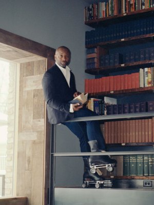 Theaster Gates in the Stony Island Arts Bank, Chicago, which houses the Johnson Publishing Company archive. Photo: Mark Peckmezian