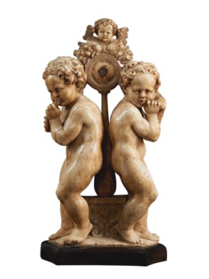 Two music-making putti with a winged putto (c. 1520–30), Alonso Berruguete. Colnaghi, around €1.5m–€2m