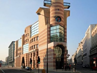 No. 1 Poultry, London, designed by James Stirling Michael Wilford Associates and completed in 1998.