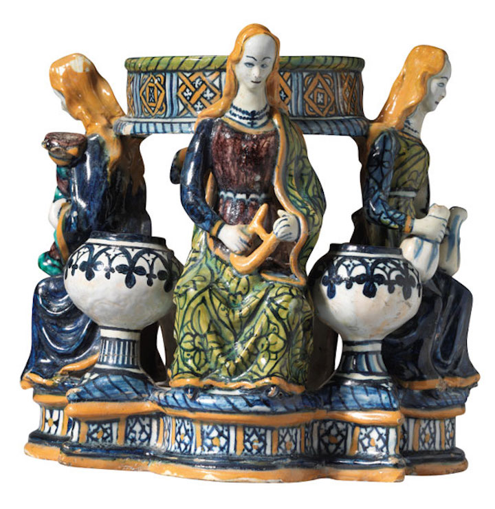 Inkstand, c. 1480–90, probably Faenza, maiolica. Sam Fogg, London