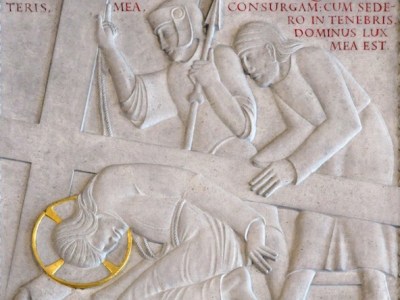 Station IX from the Stations of the Cross (1913–18), Eric Gill. Westminster Cathedral, London