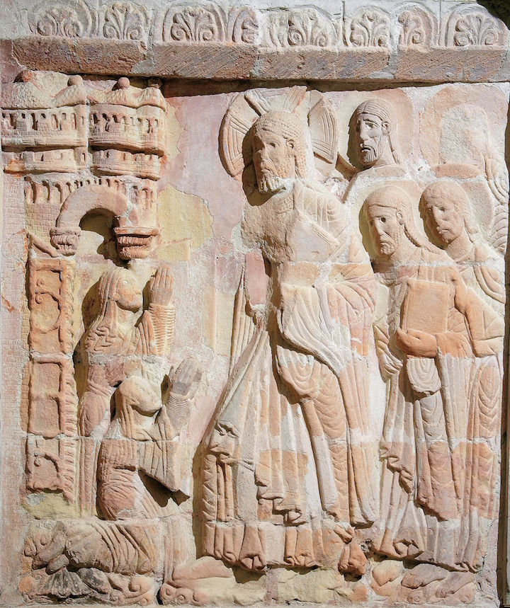 The Raising of Lazarus Stone relief, early 12th century, English. Courtesy of Chichester Cathedral