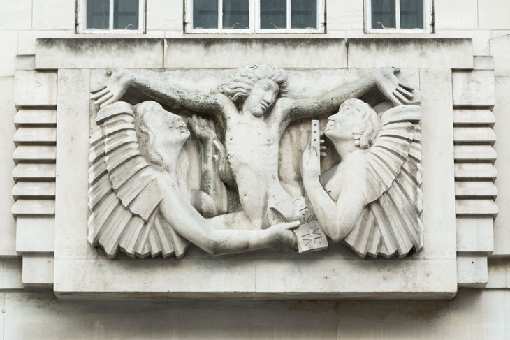 Ariel between Wisdom and Gaiety (1933), Eric Gill. Photo: Mark Blower, 2012