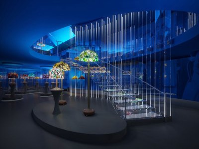 Rendering of glass staircase in the Tiffany Gallery, Fourth Floor, New-York Historical Society. Courtesy Eva Jiřičná Architects