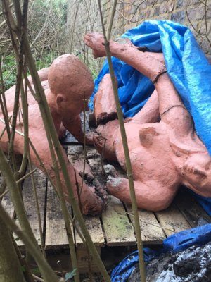 Peter Laszlo Peri's 'Sunbathers', rediscovered at the Clarendon Hotel, London, in February 2017. © Historic England