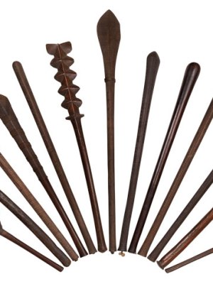 Club group (18th–early 19th century), Tonga, Fiji or Samoa, Polynesia. Michael Evans Tribal Art. Photo: Stephen Petegorsky