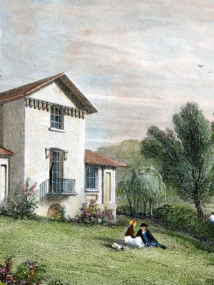Sandycombe Lodge, Twickenham, Villa of J.M.W. Turner, Esq., R.A. (detail; 1829), engraving by W.B. Cooke for Thames Scenery after a drawing (c. 1814) by William Havell. Turner's House Trust