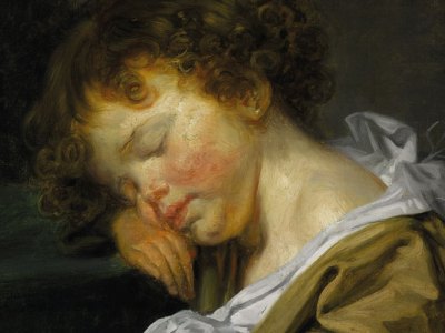 Jeune garcçon endormi, à mi–hauteur, profil gauche, (detail), Jean–Baptiste Greuze (1725–1805). Galerie Eric Coatelem (price on application)