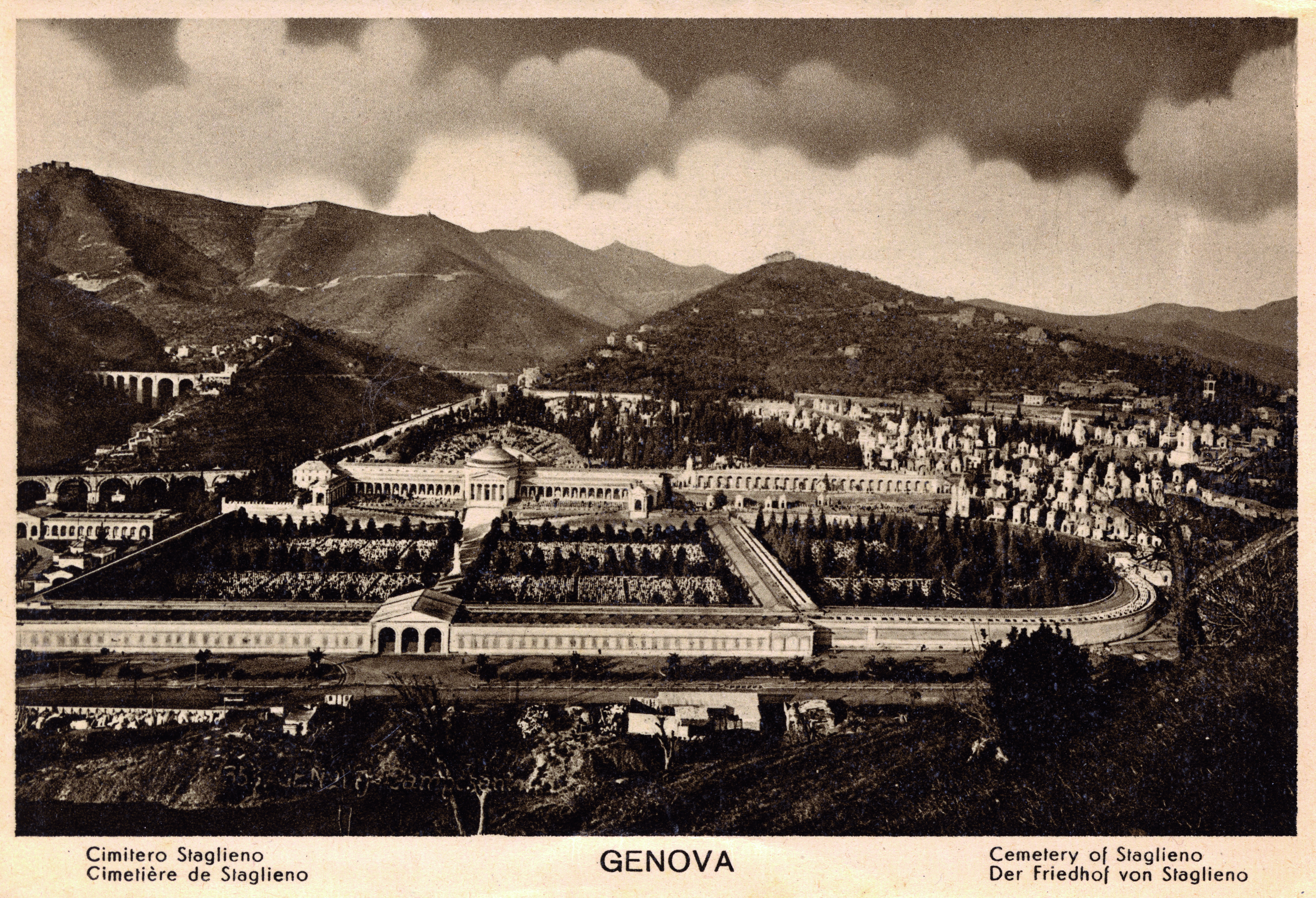 The monumental cemetery of Staglieno, Genoa, from a postcard produced in or around the 1920s