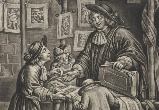 The print sller (detail; 1675–96), Jan van Somer. Photo © Rijksmuseum, Amsterdam