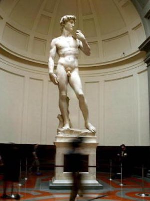 Michelangelo's marble statue of 'David', pictured at the Galleria dell'Accademia in Florence on 24 May 2004.