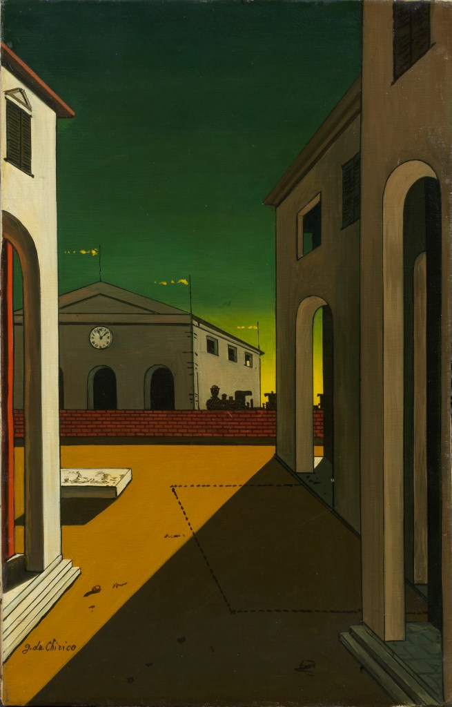 Piazza d’Italia con piedistallo vuoto, (1955), Giorgio de Chirico. Courtesy Tornabuoni Art