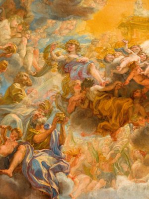 Painted model for the apse fresco of the Gesù (detail; 1690), Giovanni Battista Gaulli. Church of the Gesù, Rome.