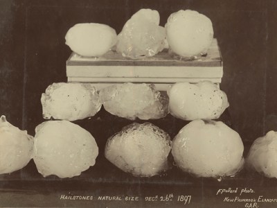 Hailstones, natural size (1897), F. Pollard. Courtesy Archive of Modern Conflict, London