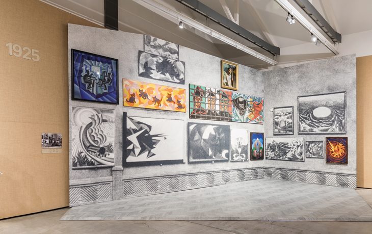 Installation view of ‘Post Zang Tumb Tuum. Art Life Politics: Italia 1918–1943’ at the Fondazione Prada, Milan, 2018.