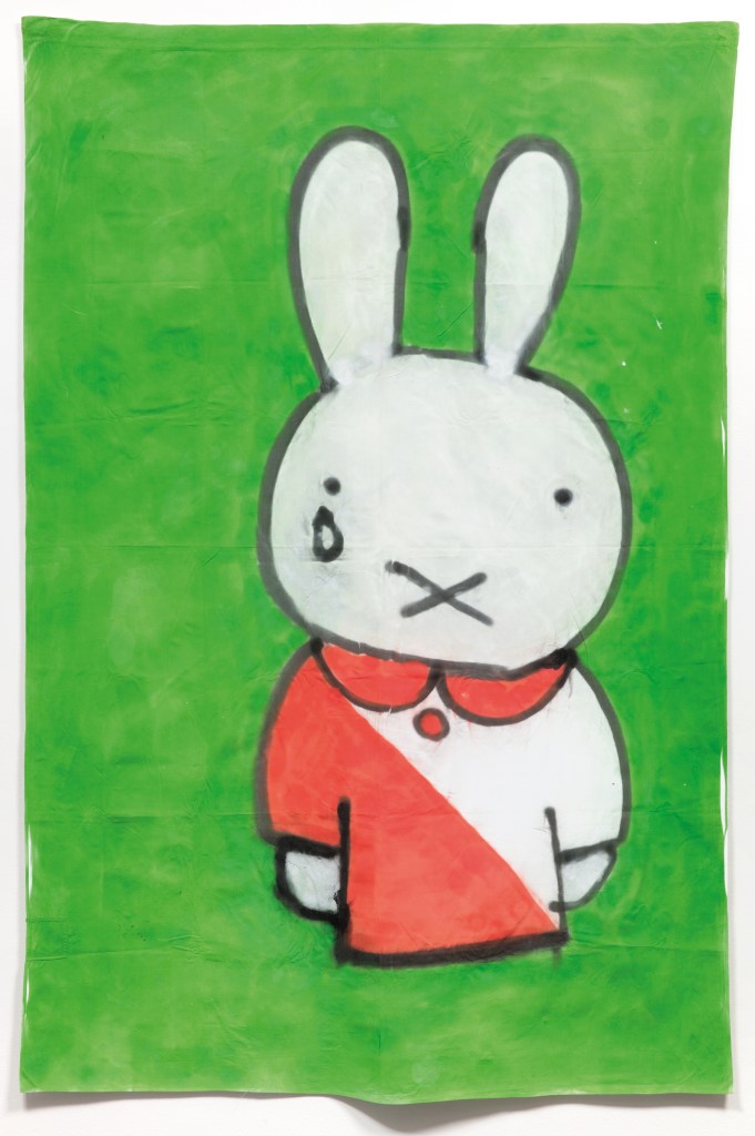 Banner depicting Miffy in FC Utrecht, made by supporters to mark the death of Miffy’s creator Dick Bruna (2017), by Justin van den Eijnden, Tycho Oosterndorf and Jeroen Heisen, Centraal Museum, Utrecht, photo: CMU/Ernst Moritz