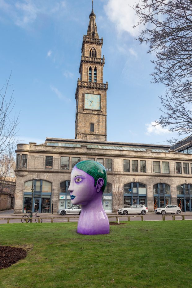 Installation view of Head (2018) by Nicolas Party at The Modern Institute, part of Glasgow International 2018. Photo: Patrick Jameson; courtesy the artist and The Modern Institute/Toby Webster Ltd, Glasgow