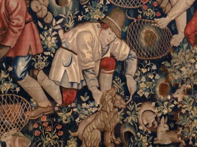 Peasants Preparing to Hunt Rabbits with Ferrets, (detail) (c. 1470–90), Southern Netherlands, Brussels (?). Burrell Collection, Glasgow