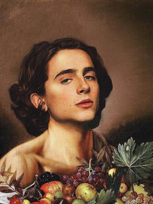 Shiny Tim: Chalamet with a fruit basket