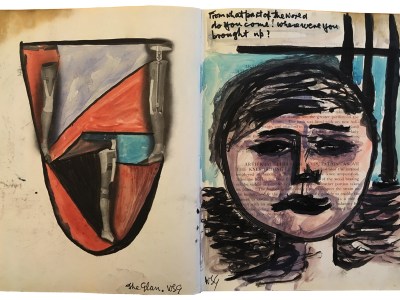 Drawings by W.S. Graham over the pages of Artificial Limbs: For Use After Amputation and Congenital Deficiencies by F.G. Ernst (1923).