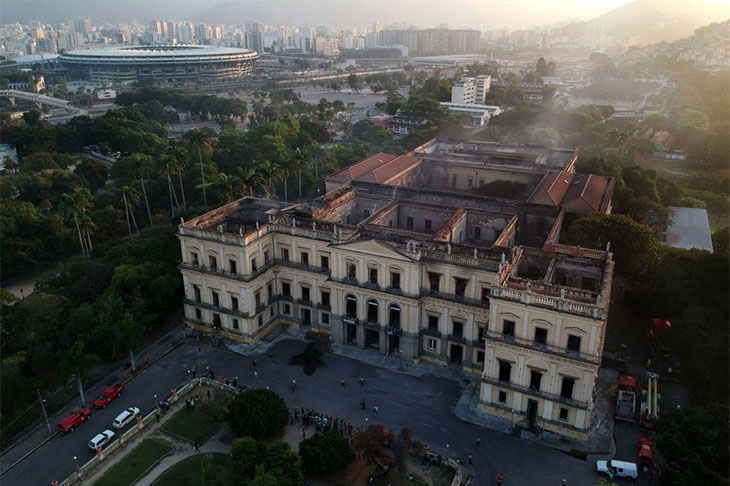 The National Museum of Brazil in Rio de Janeiro, photographed on 3 September 2018, a day after a fire devastated the building.