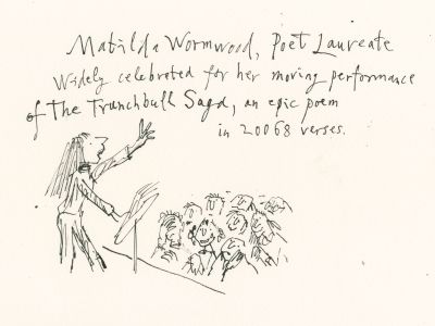 Matilda Wormwood as an astrophysicist, as imagined by Quentin Blake