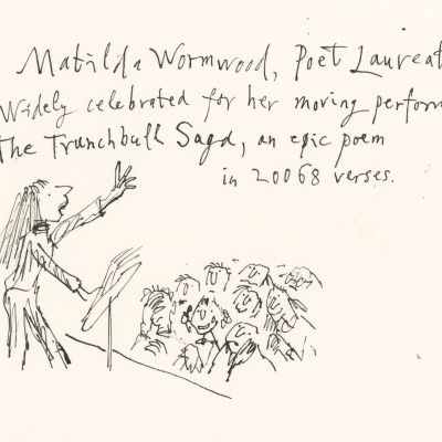 Matilda Wormwood as an astrophysicist, as imagined by Quentin Blake