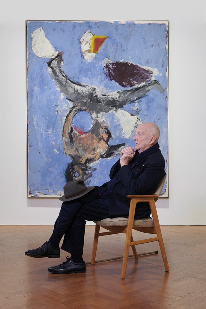 Georg Baselitz in front of ‘Maria in Knogge – Strandbildd 5’ (1980), photo: Ben Westoby; courtesy Galerie Thaddaeus Ropac; ©