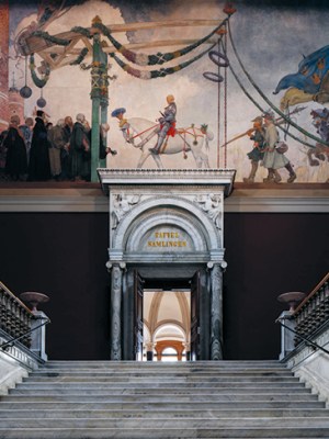 The upper stair hall at the Nationalmuseum, Stockholm.