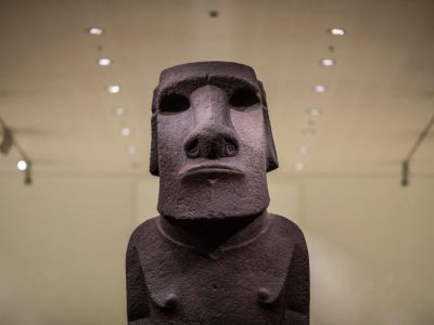 Hoa Hakananai'a, displayed at the British Museum in November 2018.