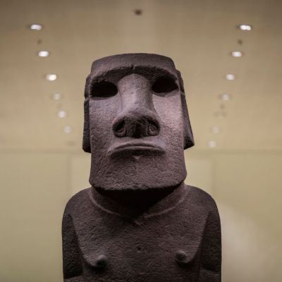 Hoa Hakananai'a, displayed at the British Museum in November 2018.