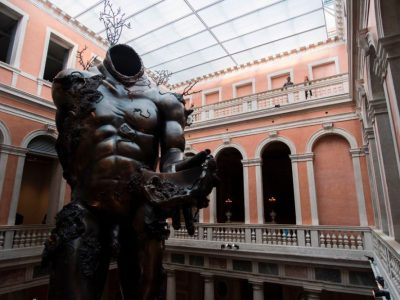 Installation view of Damien Hirst’s Demon with Bowl in ‘Treasures from the Wreck of the Unbelievable’ at the Palazzo Grassi, Venice, 2017.
