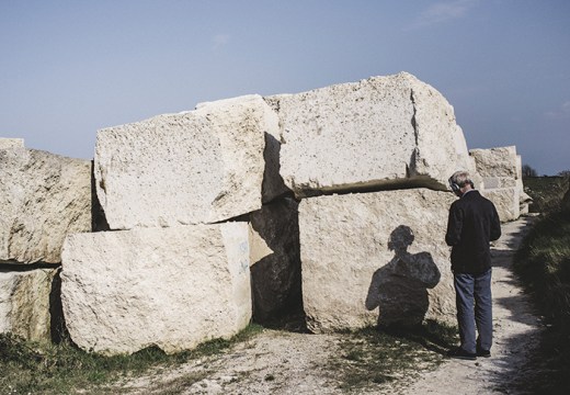 End Matter (2015), Katrina Palmer. A visitor listens as they are guided around the Isle of Portland.