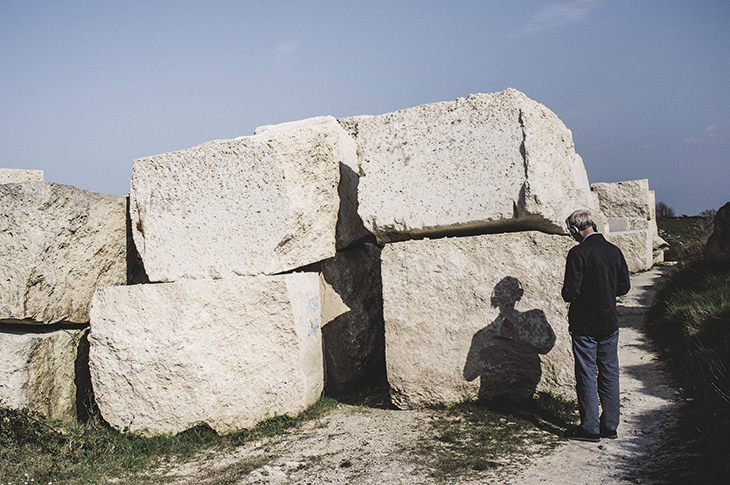 End Matter (2015), Katrina Palmer. A visitor listens as they are guided around the Isle of Portland.